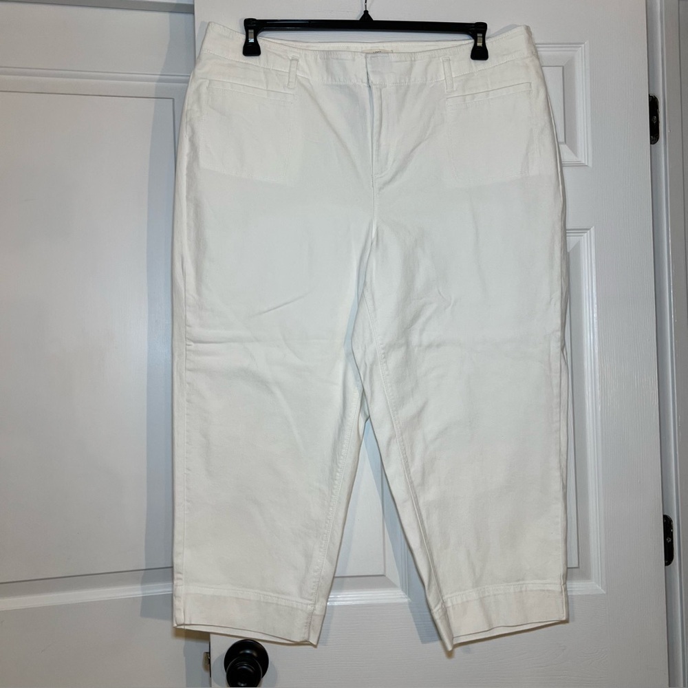 LOFT Plus White Denim Capri Jeans Lightweight Womens Size 20